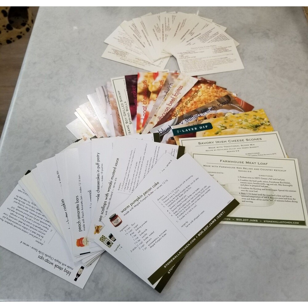 Stonewall Kitchen & Pepperidge Farm Recipe Card Lot – 60+ Assorted Cards